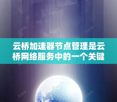 云桥加速器节点管理是云桥网络服务中的一个关键部分,负责加速数据传输、处理请求等任务。以下是对云桥加速器节点管理的详细步骤和分析